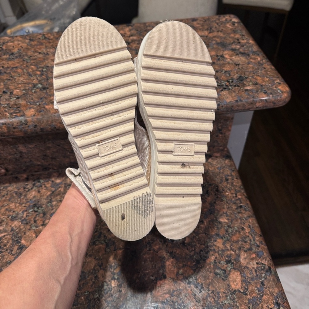 TOMS Natural/Cream Crisscross Platform Sandals - Picture 2 of 3